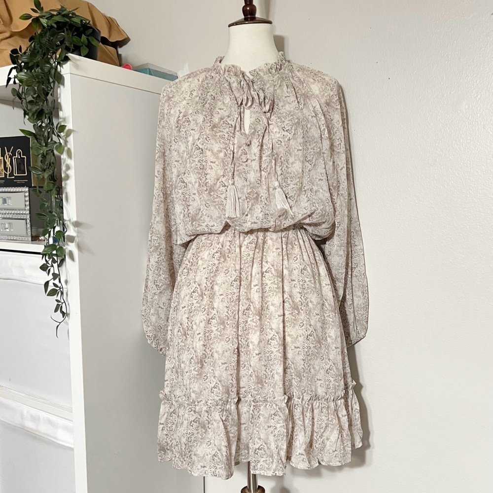 Dress Forum Colorful Chiffon Mini Dress Floral Cream Women's Size S NEW